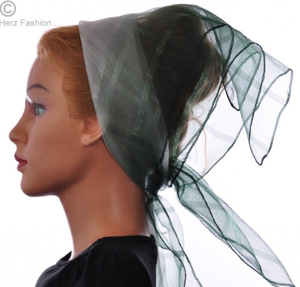 Nylon Tuch Zweifarbig Waldgrün-Weiß