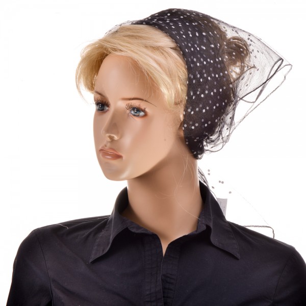 Nylon Tuch Schwarz mit kleinen Weiße Punkte NT14.101m1