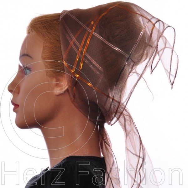 Nylon Tuch Einfarbig Karamell mit Gold&Silber Lurex