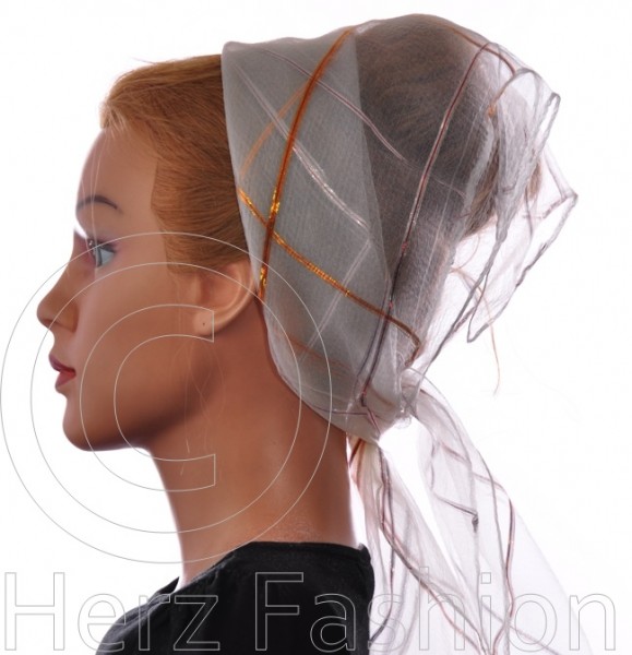 Nylon Tuch Einfarbig Weiß mit Gold&Silber Lurex